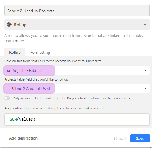 Electronically Organize Fabric and Patterns in Airtable